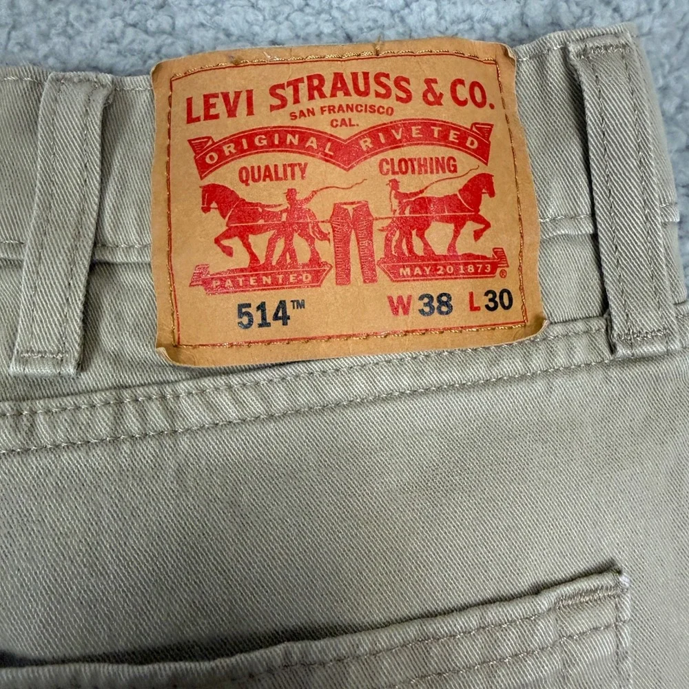 Levis 514 Straight Fit Pants Mens 36x30 Tan Khaki Cotton Stretch Trousers